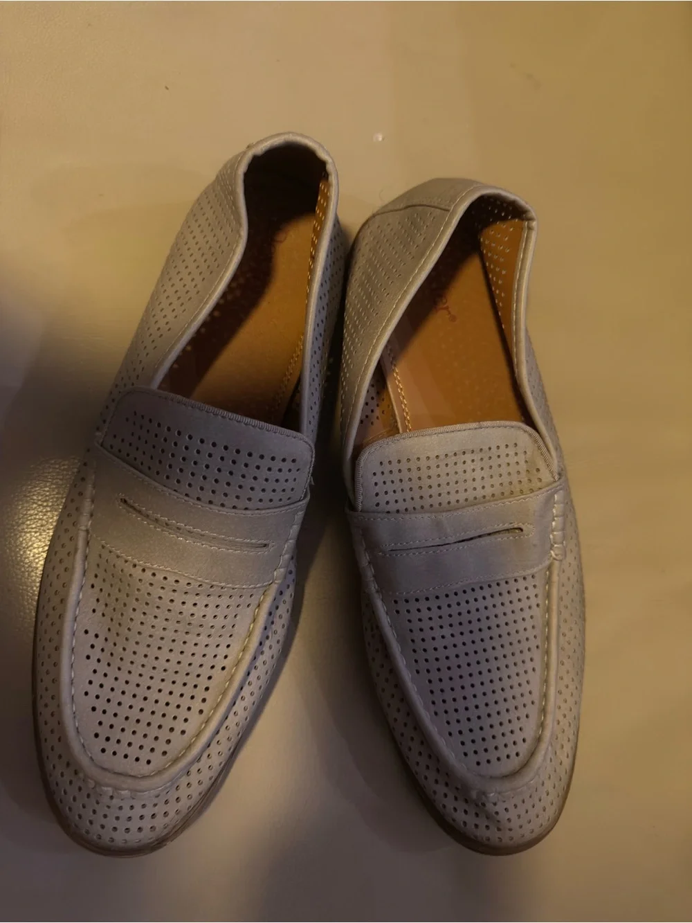 Dexter Perforated Slip-On Loafers in Light Gray